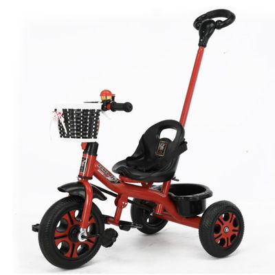 Groupe d'âge 2-4 ans Enfants tricycle avec fonction de poussée 2 en 1 et panier tissé