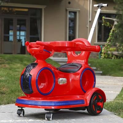 Voiture électrique pour enfants avec poignée rétractable et lumières colorées