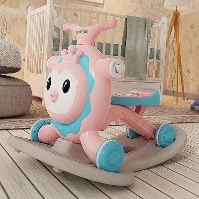Scooter rose multifonctionnel pour enfants avec fonction de marcheur et conception de tremblement de cheval