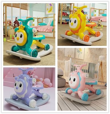 Scooter rose multifonctionnel pour enfants avec fonction de marcheur et conception de tremblement de cheval
