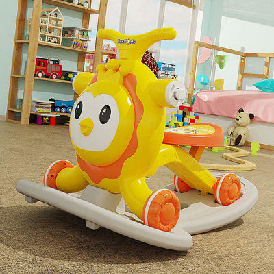 Scooter rose multifonctionnel pour enfants avec fonction de marcheur et conception de tremblement de cheval