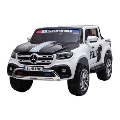 Voiture de police 12V pour enfants, voiture de recharge avec télécommande 2.4G, vraie voiture à deux places.