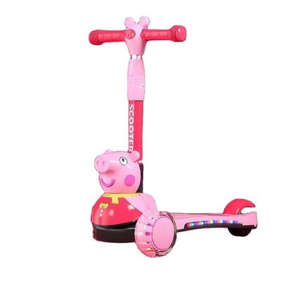 Scooter à pédales pour enfants avec fonction de pliage, éclairage musical et roues en PU