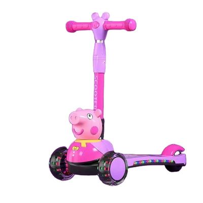 Scooter à pédales pour enfants avec fonction de pliage, éclairage musical et roues en PU