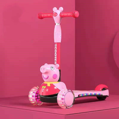 Scooter à pédales pour enfants avec fonction de pliage, éclairage musical et roues en PU