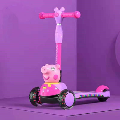 Scooter à pédales pour enfants avec fonction de pliage, éclairage musical et roues en PU
