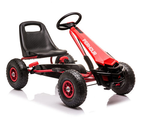 Enfants de 5 à 7 ans Jouet de karting à pédales rouges à quatre roues avec embrayage et frein à pneus gonflés