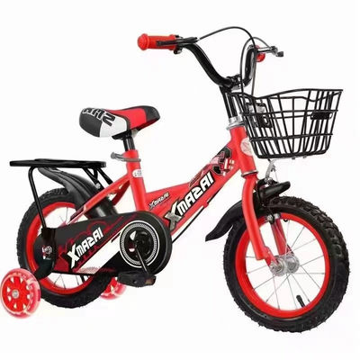 4-14 ans Vélo à deux roues rouge avec siège en éponge épaissie et cadre en acier au carbone