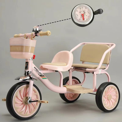 2023 Tricycle pour enfants avec siège en cuir doux et cadre de magasinage avant pliable