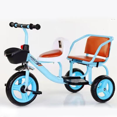 Vélo pour enfants en plein air 2023 Tricycle double avec manettes à chargement rapide et grand panier