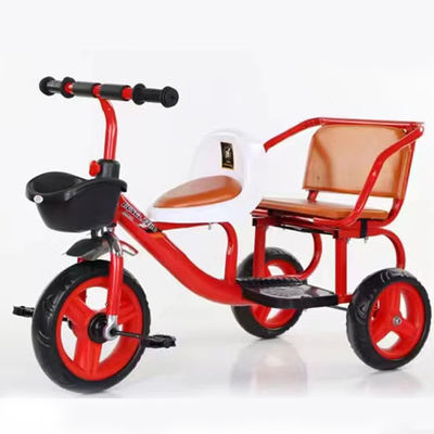 Vélo pour enfants en plein air 2023 Tricycle double avec manettes à chargement rapide et grand panier