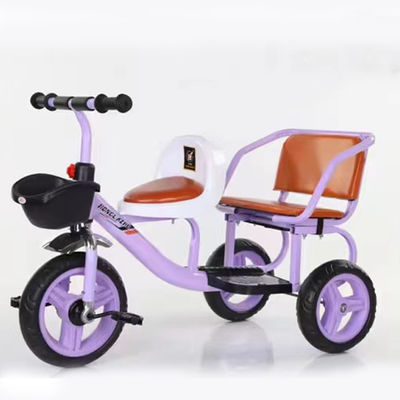 Vélo pour enfants en plein air 2023 Tricycle double avec manettes à chargement rapide et grand panier