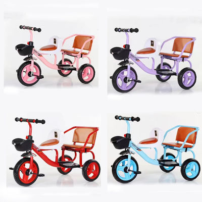 Vélo pour enfants en plein air 2023 Tricycle double avec manettes à chargement rapide et grand panier