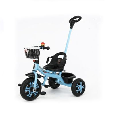 Groupe d'âge 2-4 ans Enfants tricycle avec fonction de poussée 2 en 1 et panier tissé