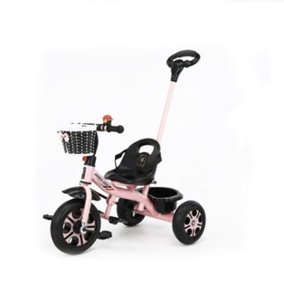 Groupe d'âge 2-4 ans Enfants tricycle avec fonction de poussée 2 en 1 et panier tissé